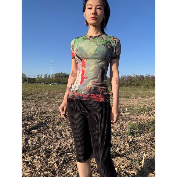 Jean Paul Gaultier green mesh top size M - Picture 10 of 11